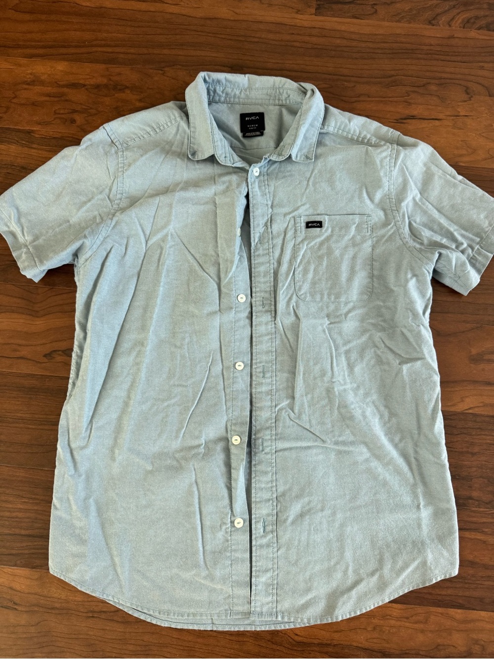 RVCA Men’s Light Blue Short-Sleeve Button-Down Shirt